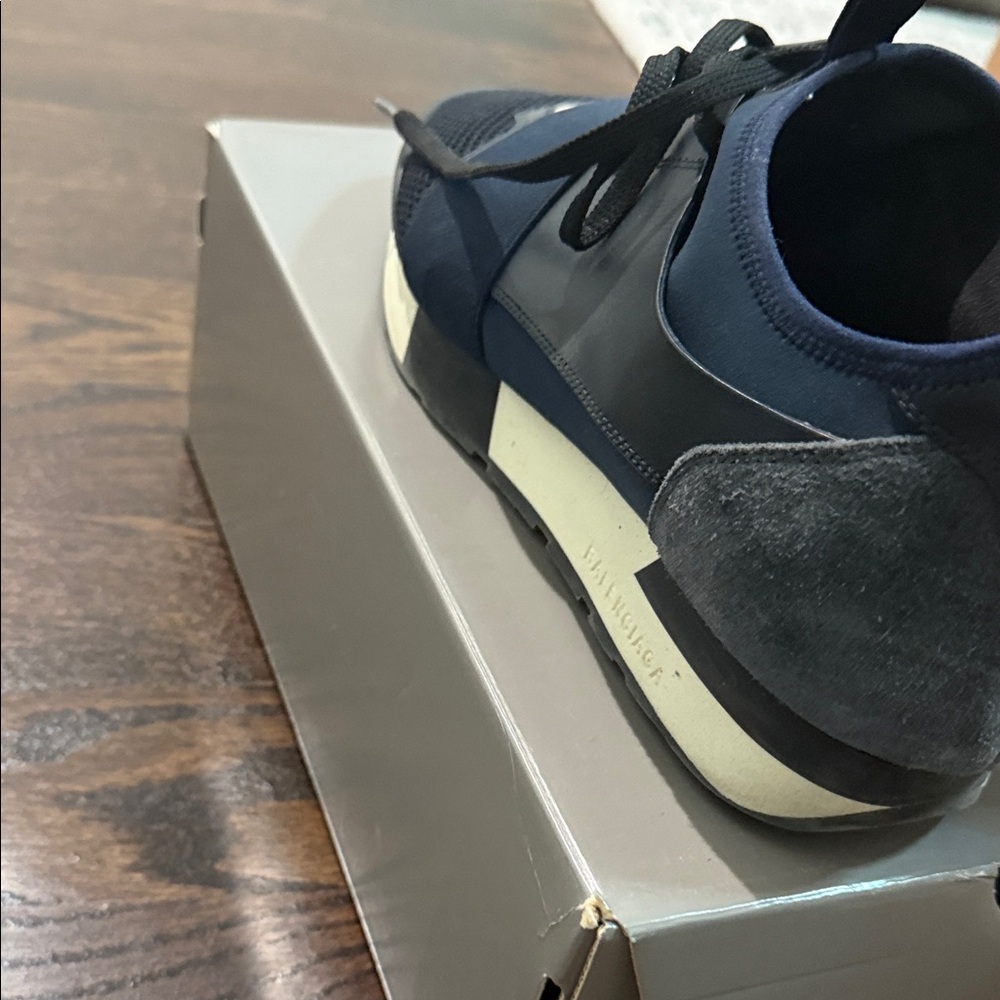 Balenciaga Men's Dark Blue and Gray Sneakers - Picture 5 of 7